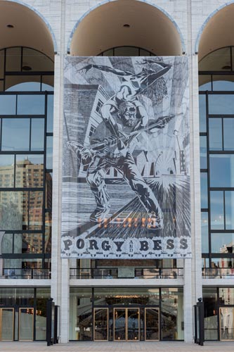Porgy and Bess banner in front of Met Opera House.